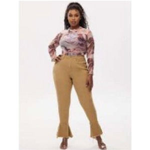 High Waist Raw Hem Flared Jeans- Size 18